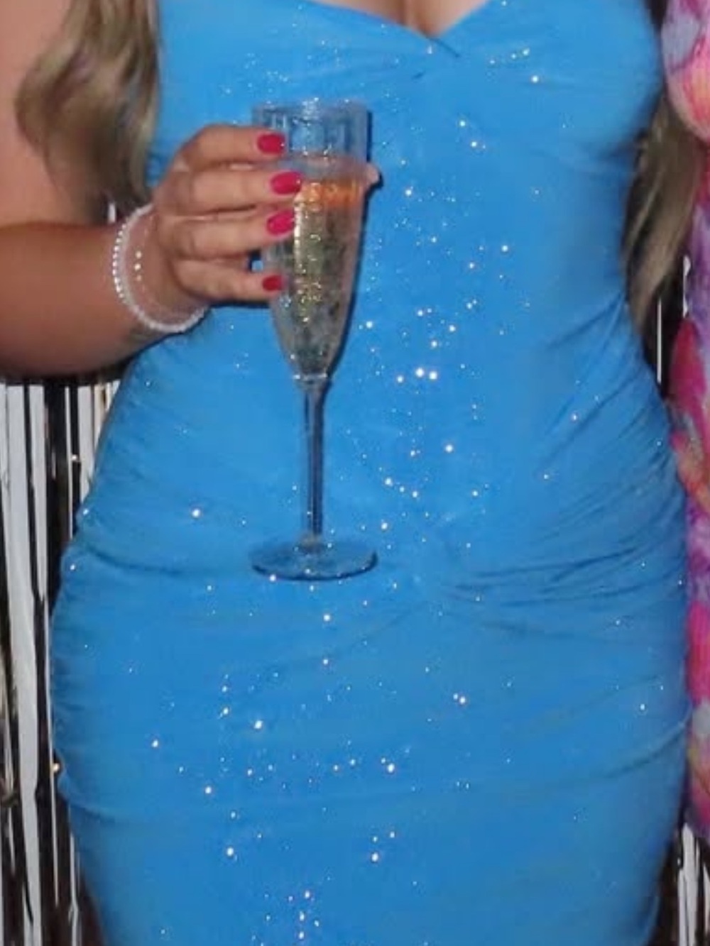 Envy & Grace Blue Sparkle Bodycon Dress